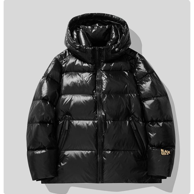 Outdoor Sport Winter Jacket - جديد الشتاء الرجال مقنعين الأسود لامعة