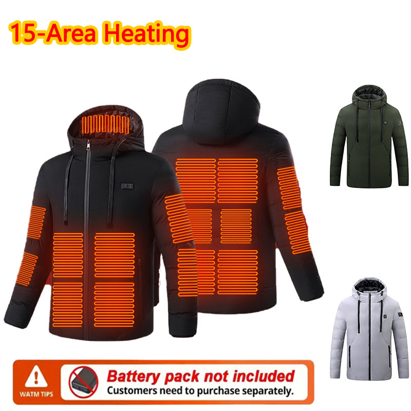 Outdoor Sport Winter Jacket - 15 منطقة ساخنة الشتاء مقنعين سترة